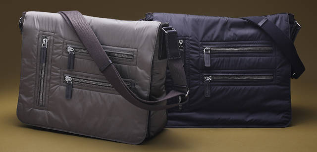 『メンズ　パシュミー』　左から　グレー+ダークブラウン、ブラック+ダークブラウン、ブラック　各9万3450円