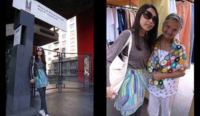 （左）サンパウロ美術館へ行った　（右）露店のおばあちゃんの手編みのストールがあまりにも可愛かった