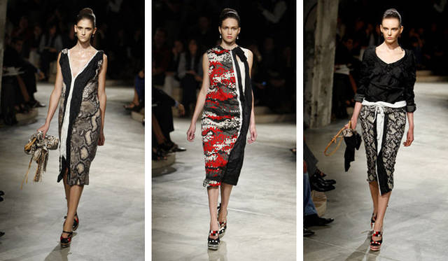 パイソン柄をピクセル・パターンにするなどして遊んでみせたプラダ。でもバッグにはリアル・パイソンというヒネリはさすが。