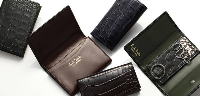 <strong>PAUL SUMITH｜ポールスミス</strong>　型押しクロコのシリーズ。名刺入れ18,900円、キーケース19,950円、他にもコインケース、二つ折財布、長財布等もあり。