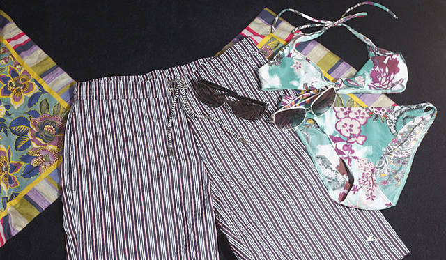 　スイムウェア（メンズ）2万7300円、スイムウェア（ウィメンズ）3万3600円、サングラス（左・メンズ）5万1450円、サングラス（右・ウィメンズ）4万5150円