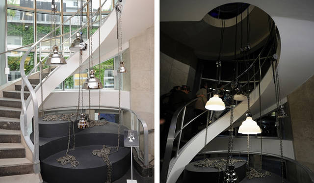 DIESELホームコレクション「Successful Living from Diesel」　左／Day installation（Glas lamps）、右／Night installation（Glas lamps）