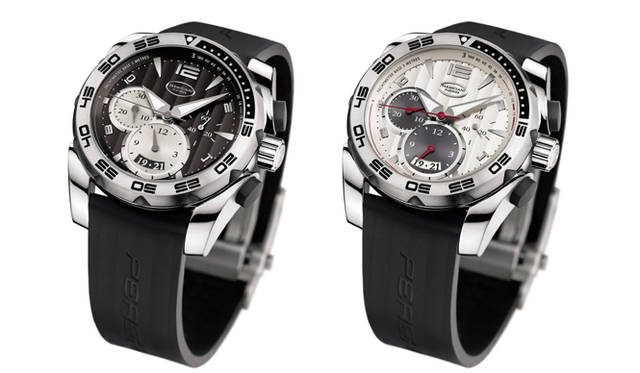 Parmigiani　Fleurier｜パルミジャーニ･フルリエ パーシング クロノグラフ「zero-zero-two」　左｜ステンレススティール モデル(グラファイト)242万5500円、右｜ステンレススティール モデル(シルバー)242万5500円