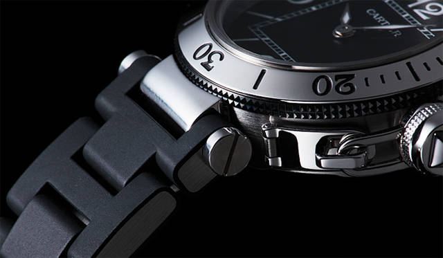 Cartier／Pasha Seatimer Lady｜カルティエ／パシャ シータイマー レディ｜自動巻き SSケース＆ストラップ（ブレスレットにラバーコーティング） 100メートル防水 47万2500円