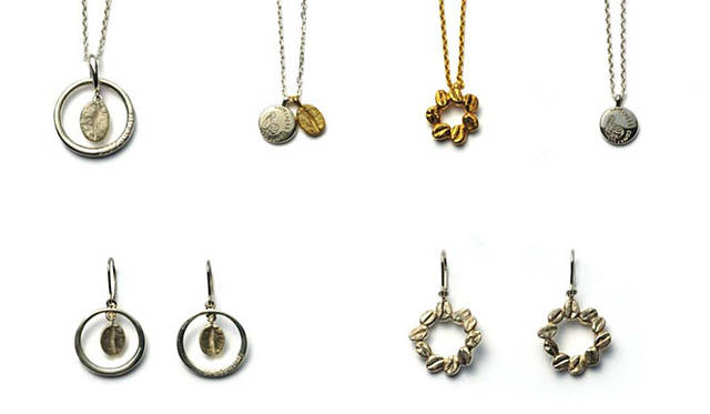 「HABANES HABANERA（ハバネス ハバネラ）」 上段左から／ネックレス1万6500円・(SV-K18メッキ)1万8500円、ネックレス1万4500円・(SV-K18メッキ)1万6500円、ネックレス1万2500円・(SV-K18メッキ)1万4200円、ネックレス1万2100円・(SV-K18メッキ)1万4300円、下段左／ピアス1万6500円・(SV-K18メッキ)1万8300円、右／ピアス1万6200円・(SV-K18メッキ)1万8200円