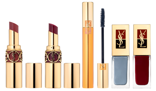 左から、＜リップスティック＞ルージュ ヴォリュプテ 価格｜各4200円 新色4色（全19色）、＜マスカラ＞フォルスラッシュ マスカラ 価格｜4200円 新色1色（全7色）、＜ネイルカラー＞ラ ラック 価格｜各3150円 新色1色／限定1色（全21色）