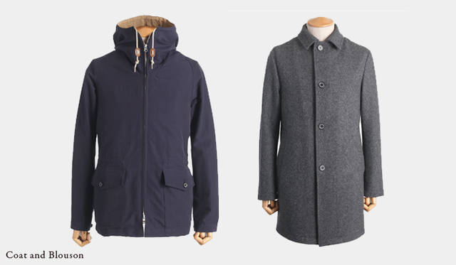 左から：<br> 3万1500円　ネイビー/ベージュ（ジャーナル スタンダード 新宿店）　Material /コットンナイロン　Color /ベージュ/ブラック、レッド/ベージュ、カーキ/ベージュ、ブラック/ベージュ<br><b>DERBY｜ダービー</b> 3万9900円　グレー（エディフィス 渋谷）　Material /ウールメルトン　Color /チャコールグレー、ネイビー、ブラック、カーキ、インディゴ、ボルドー