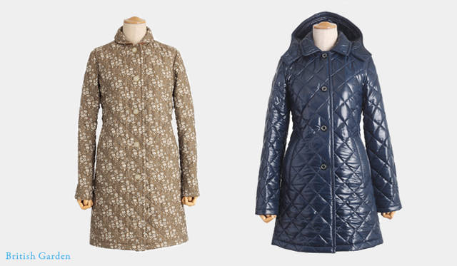 左から：<br><b>RUM｜ラム</b> 4万9350円　ブラウンリバティ/ライトベージュ（ジャーナル スタンダード 渋谷店）　Material /ポリエステルウール(キルティング)　Color /ネイビーリバティー/ベージュ<br><b>WESTFIELD｜ウェストフィールド</b> 3万4650円　ダークネイビー（マルティニーク丸ノ内）　Material /シャイニーポリエステル(キルティング)　Color /パープル、ブラック、ベージュ、オレンジ