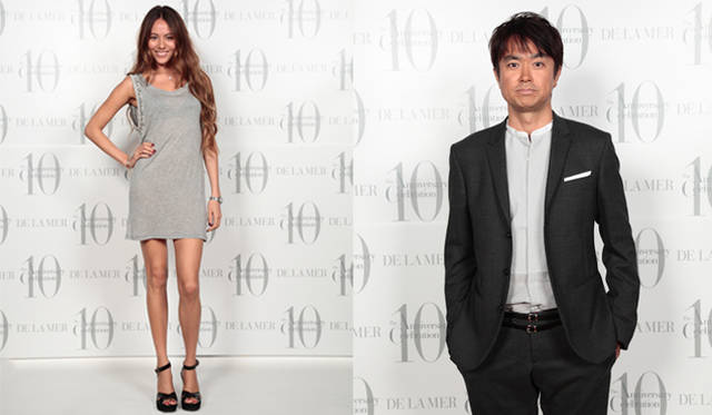 「ドゥ・ラ・メール」日本上陸10周年記念レセプション 右／道端ジェシカさん　左／石黒 賢さん