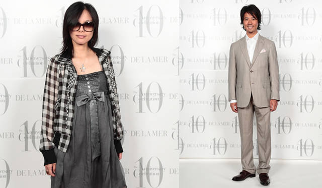 「ドゥ・ラ・メール」日本上陸10周年記念レセプション 右／相川七瀬さん　左／ケイン・コスギさん