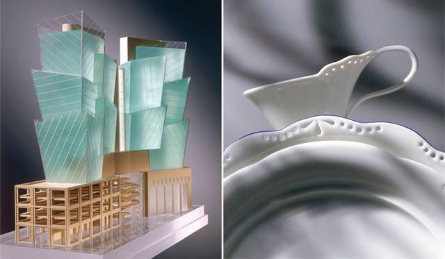 「建築家 Borek Sipek（ボジェック・シーベック）の軌跡と作品展」<br>右／<b>Bank Building Doha</b>, Qatar<br>左／<b>Porcelaines Sevres</b>, for Manufacture Nationale de Sevres, France, 1990