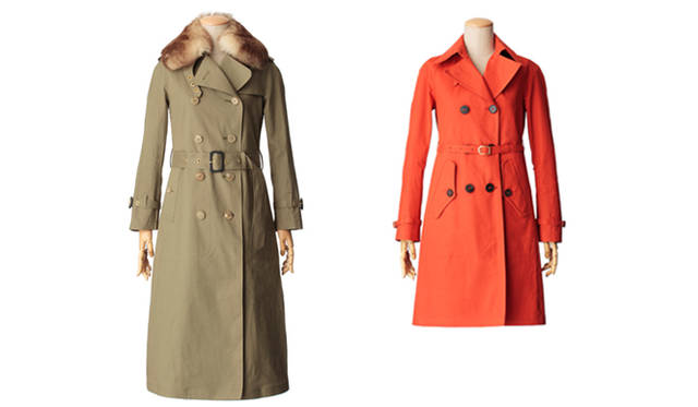 　左から：FORREST｜フォレスト（コットンゴム引き） 22万6800円／ドゥ-ズィエム クラス青山店（Tel. 03-5469-8868）、EYRE｜アイル（コットンゴム引き） 16万8000円／PLS＋T GALLERY 六本木ヒルズ（Tel. 03-5413-9715）