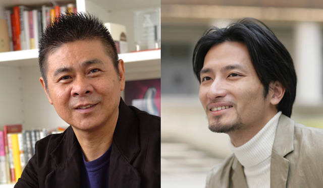 <b>「劇的3時間SHOW」｜</b>（左）糸井重里（コピーライター、「ほぼ日刊イトイ新聞」編集長）　（右）高橋智隆（ロボットクリエイタ―）
