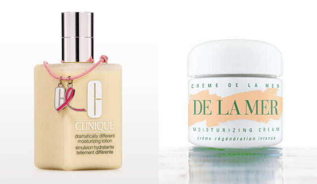 エスティ ローダー グループ 乳がん早期発見啓発キャンペーン2009│左／<b>クリニーク</b>　ドラマティカリー ディファレント モイスチャライジング ローション(125ml)6825円、右／<b>ドゥ・ラ・メール</b>　クレーム ドゥ・ラ・メール(60ml)3万3600円