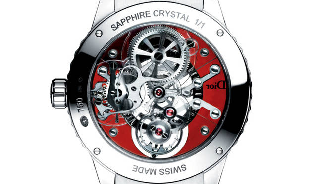Dior Christal Tourbillon Rubies and Diamonds｜ディオール クリスタル トゥールビヨン 42MM ルビー＆ダイヤモンド／手巻き、WGケース＆ブレスレット×ダイヤモンド×ルビー×サファイアクリスタル×ミネラルガラス、世界限定1本、1億815万円（裏面）