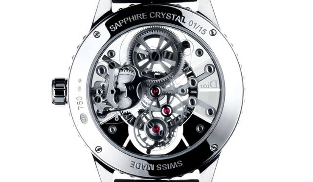 Dior Christal Tourbillon 42MM｜ディオール クリスタル トゥールビヨン 42MM／手巻き、WGケース＆アリゲーターストラップ×ダイヤモンド×サファイアクリスタル、世界限定15本、3318万円（裏面）