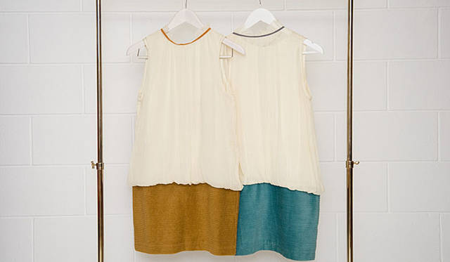 <strong>Velnica│ヴェルニカ</strong>　シフォン＋コーデュロイワンピース 各2万7300円