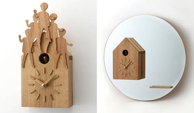 ISETAN LIVING × more trees 「鳩時計コレクション」│左／ミントデザインズ、右／吉田龍太郎／TIME & STYLE（クリエイションタイプ限定30個）