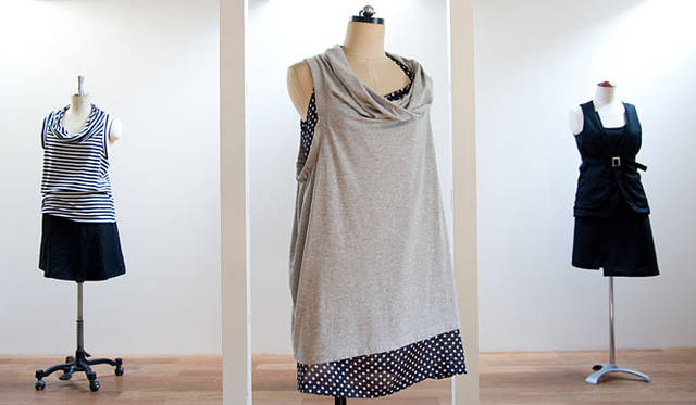 <strong>SUEHILLO│スエヒロ</strong>　ドットワンピース1万9950円、カットソーワンピース1万9950円