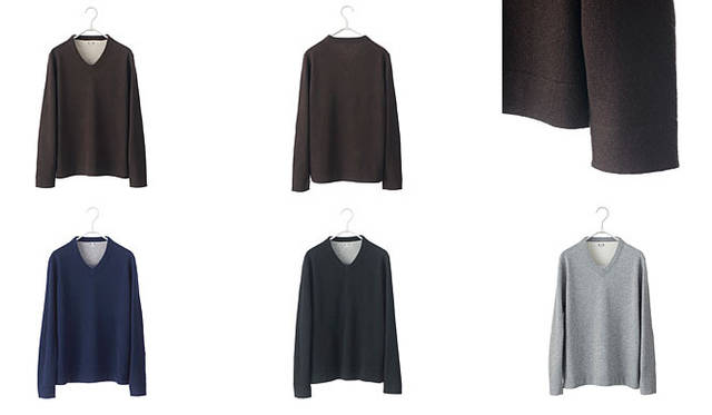three dots│スリードッツ　cashmere l/s v-neck カシミアVネックセーター