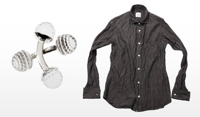 祐真朋樹｜CRYSTALLIZED™-Swarovski Elements</br>ts(s)｜BALL CUFFLINKS、 COTTON LINEN CHAMBRAY DOUBLE CUFFS SHIRT