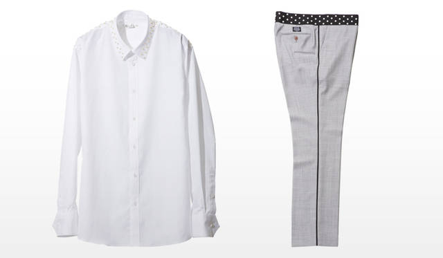 祐真朋樹｜CRYSTALLIZED™-Swarovski Elements</br>Soe｜WHITE SHIRT NO.2 WITH WHITE PEARL、EVENING TROUSERS WITH WHITE PEARL