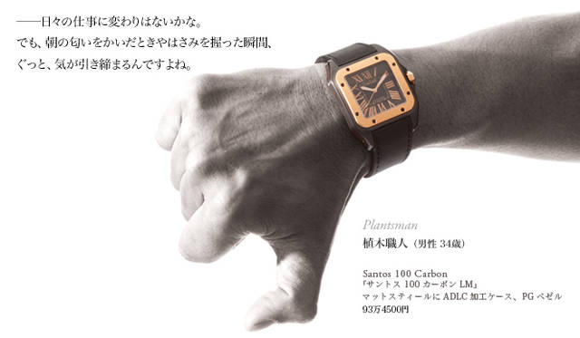 Santos 100 Carbon「サントス 100 カーボン LM」マットスティールにADLC加工ケース、PGベゼル、93万4500円