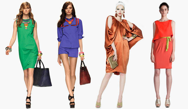 <b>BOTTEGA VENETA</b>｜ドレス15万2250円、イヤリング6万8250円、ネックレス24万9900円、オレンジバングル18万3750円、シルバーバングル19万1100円、クリアバングル3万3600円、ピンクバングル15万5400円、イエローバングル14万4900円、バッグ93万4500円、サンダル14万4900円（すべてボッテガ・ヴェネタ／ボッテガ・ヴェネタ ジャパン）　<b>BOTTEGA VENETA</b>｜シャツ 参考商品、パンツ 参考色、ネックレス 参考商品、ピンクバングル 15万5400円、クリアバングル3万3600円、イエローバングル14万4900円、バッグ78万7500円、サンダル14万4900円（すべてボッテガ・ヴェネタ／ボッテガ・ヴェネタ ジャパン）　<b>YVES SAINT LAURENT</b>｜シルクサテンのドレープドレス20万8950円、シューズ「FIZZ」8万4000円、その他アクセサリーは参考商品（すてべイヴ・サンローラン／グッチ グループ ジャパン イヴ・サンローラン ディビジョン）　<b>CHRIS BENZ</b>｜ドレス13万6500円、ベルトと靴は参考商品（すべてクリス ベンツ／ラタン7）