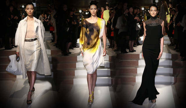 サルヴァトーレ フェラガモの2010春夏ランウェイショー。モデルには生方ななえさん、小泉深雪さんらが登場。ゲストモデルの冨永愛さんがフィナーレを飾った。
