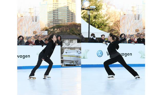 Volkswagen｜フォルクスワーゲン 「フォルクスワーゲン スケートリンク in 東京ミッドタウン」オープニングセレモニー　左：荒川静香、右：浅田舞