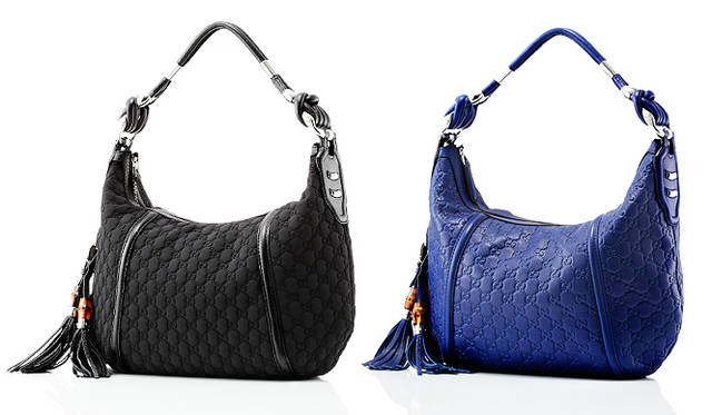 <b>GUCCI｜グッチ</b>　左から：Techno Horsebit Bag（ネオプレン）15万7500円、Techno Horsebit Bag（ブルー）20万7900円