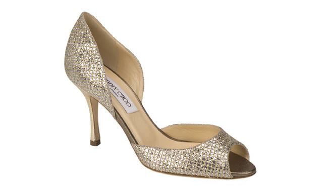 ジミー チュウ｜JIMMY CHOO｜パイソンふうにデザインされたグリッターカラーでグラマラスに。サンダル「LOGAN」6万900円（JIMMY CHOO　Tel. 03-5413-1128）