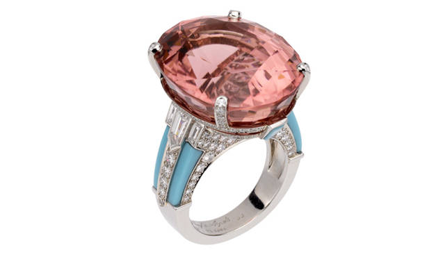 ヴァン クリーフ＆アーペル｜Van Cleef&Arpels|ハイジュエリーコレクション「Les Audacieuses（レ オダシューズ）」　シルフィーダ リング[ピンクトルマリン×ターコイズ×ダイヤモンド]1417万5000円（税込予価）