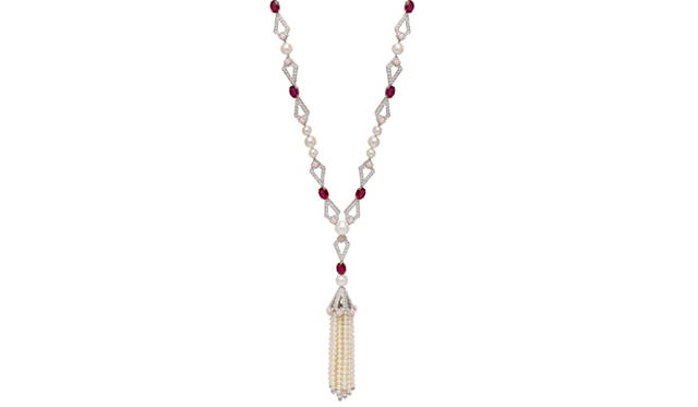 ヴァン クリーフ＆アーペル｜Van Cleef&Arpels|ハイジュエリーコレクション「Les Audacieuses（レ オダシューズ）」　ツァリーナ ﾎﾟﾝﾎﾟﾝ ロングネックレス[ルベライト×パール×ピンクオパール×ダイヤモンド]（参考商品）2415万円（税込予価）