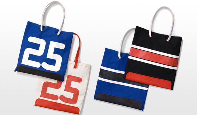 バーニーズ　ニューヨーク｜BILL AMBERG バッグ 各2万4150円（新宿5階・横浜4階・銀座1階・神戸店1階）<br>「ビル アンバーグ」とのコラボレーションによるキャンバス×レザーのトートバッグ。港町神戸をイメージしたマリンテイストのデザインや、ショップ所在地の番地“25”をあしらったデザインが新鮮。）※3月中旬展開予定