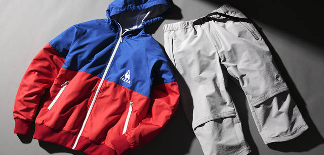 <br />アウタージャケット 9345円、ウーヴン3/4丈パンツ 8190円