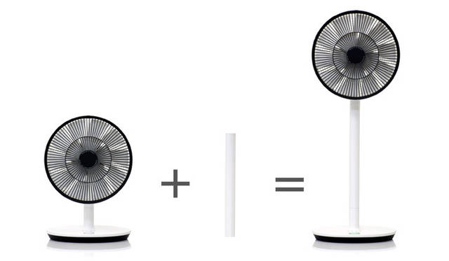 バルミューダデザイン｜BALMUDA｜次世代送風機｜GreenFan<br><br>中間ポールを脱着することで、トールサイズとスモールサイズで使用できる。