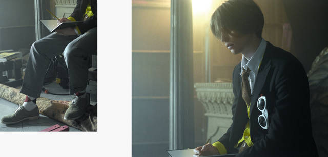 　ジャケット 7万6650円／クリエーターズカット with エィス、カーディガン 1万8900円、パンツ 2万2050円／ともにニューヨーカー バイ ケイタマルヤマ、シャツ 1万1550円／クリエーターズカット with アタッチメント、タイ 1万3650円／サイコバニー、シューズ 3万4650円／ヒロシツボウチ、その他 スタイリスト私物