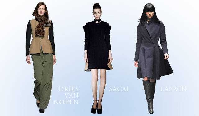 <br />「ドリス ヴァン ノッテンのカーキのカーゴパンツを狙っています。サカイの、前身頃が縄編みローゲージニットで後ろ身頃が布帛でスカート部分がウールのフレアスカートになっているというワンピースもお気に入り。ランバンのテントラインを描くコートもエレガントですね」