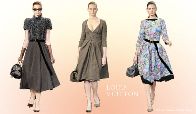 <br />「もうひとつのキーワードは“ネオクラシック”。ルイ・ヴィトンはボリュームのあるスカートにロンググローブを着けたルックが象徴的。あたらしいラグジュアリーはカジュアルすぎずドレッシーすぎない、リラックスした50年代のグラマラスな女性たちのムードなんだよ、と提案しているかのよう」