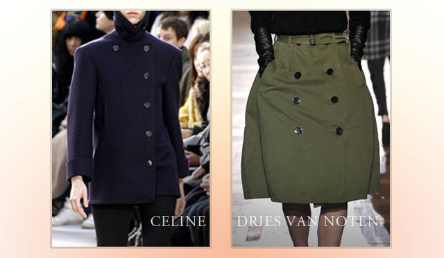 <br />「セリーヌのピー・コートと、ドリス ヴァン ノッテンのカーキのスカートはいいですね」