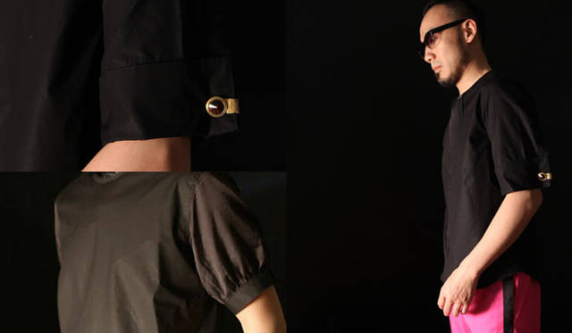 （左上）M シャツ / ハーフスリーブ ダブルカフシャツ　価格｜3万1500円／（左下）M シャツ / ハーフスリーブ ネックフリルシャツ　価格｜34,650円　（ネックフリルシャツはISENTAN MEN’Sでは取扱い予定はありません）