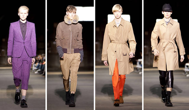 <b>SUKEZANE Tomoki｜トモキ倶楽部</b>　JOHN LAWRENCE SULLIVAN　2010-11AWコレクションより。モノトーン中心のコレクションに登場するオレンジやパープルの鮮やかな色は、映画『ランブルフィッシュ』などにインスパイアされたもの。