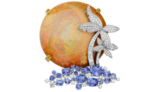 “ペイサージュ（風景画） オパール”クリップ ダイヤンモンド×イエロー サファイア×ブルー サファイア×エチオピア産オパール（100.11ct）、参考商品