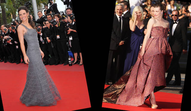 <b>第63回カンヌ国際映画祭｜レッドカーペット｜Evangeline Lilly,Milla Jovovich</b>　エヴァンジェリン・リリーはヴァレンティノの繊細なグレーの布地がエレガントなドレスを身に着けて登場。ミラ・ジョヴォヴィッチはボリュームのあるドレスに合わせて、セルジオ・ロッシのプラットフォーム×スリングバックサンダルを履いた。©Valentino/GettyImages, ©sergio rossi/GettyImages