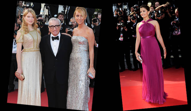 <b>第63回カンヌ国際映画祭｜グッチ『山猫』プレミア上映｜Lea Seydoux & Martin Scorsese & Frida Giannini , Aishwarya Rai </b>　映画『山猫』復元版完成プレミア上映にて。左から女優のレア・セドゥ、THE FILM FOUNDATION創設者マーティン・スコセッシ、グッチのクリエイティブ・ディレクター、フリーダ・ジャンニーニの姿も。右｜インド人女優、アイシュワリヤー・ラーイは、ホルターネックのグッチ「Gucci Première」のドレスを着用。©Gucci/GettyImages