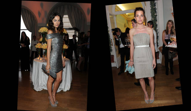 <b>第63回カンヌ国際映画祭｜グッチ×『ヴァニティフェア』パーティ｜Camilla Belle,Charlotte Casiraghi</b>　左｜女優カミーラ・ベルはスワロフスキーがほどこされたオフショルダーのドレスを着用。シューズとクラッチバッグもグッチで揃えた。右｜モナコ王妃のシャルロット・カシラギは、「Gucci Première」のストラップレスなカクテルドレスを纏って。スワロフスキーのビーズ刺しゅうと、グログランリボンのディテールがポイント。©Gucci/GettyImages