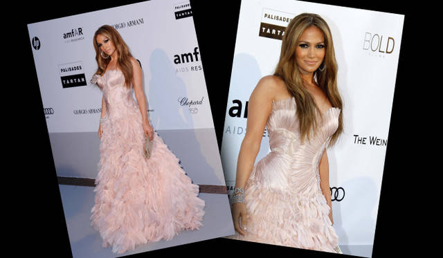 <b>第63回カンヌ国際映画祭｜amfARチャリティー・オークション｜Jennifer Lopez</b>　amfARチャリティー・オークション「Cinema Against AIDS」に登場したジェニファー・ロペス。光沢感の美しいヌードピンクのドレスに、輝くダイヤモンドのブレスレットが美しい。