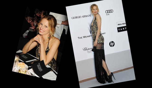 <b>第63回カンヌ国際映画祭｜amfARチャリティー・オークション｜Karolina Kurkova</b>　「The Beautiful Fund」など自身で団体を立ち上げるなど、児童福祉活動にも熱心なモデル・女優のカロリナ・クルコヴァ。エメラルドのグリーンが映えるショパールのイヤリングを着こなしの主役に。