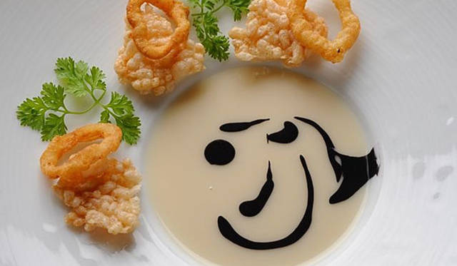 <b>きき酒師チズコ｜日本酒ソムリエ</b>　Ishikawa Rice Veloute Ishiri Sauce and Squid Beignet